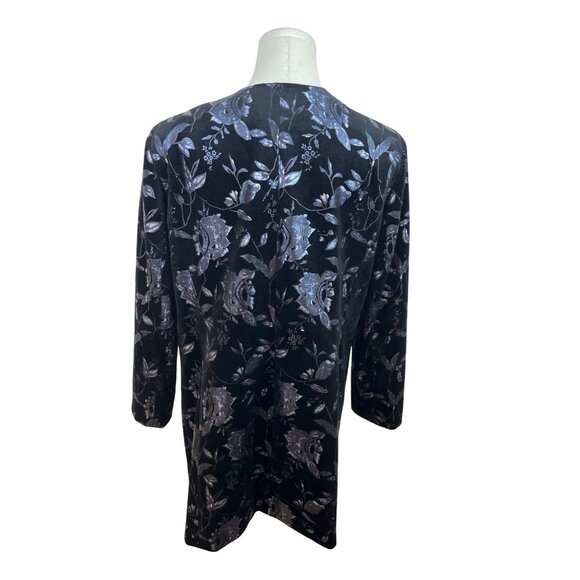 Tahari Arthur S. Levine Women's Black Open Front Jacket With Floral Pattern Sz 1 - Picture 3 of 7